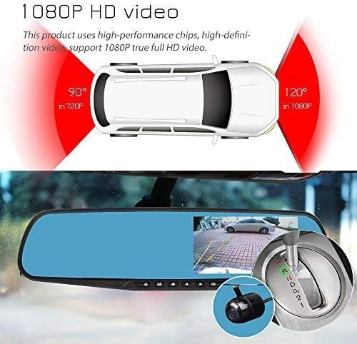 מצלמת מכוניות Ezonetronics | מקליט וידאו לרכב Full HD 1080p | מצלמת וידאו לרכב 4.3 אינץ 'LCD עם עדשה